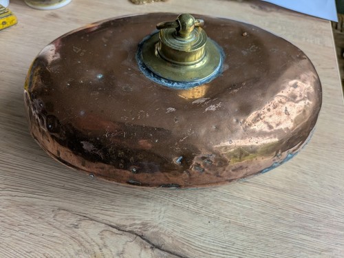 Antik wärmflasche aus kupfer - antik,