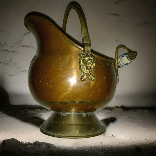 Antiker kupfer kohleeimer mit - kupfer-kohleeimer,