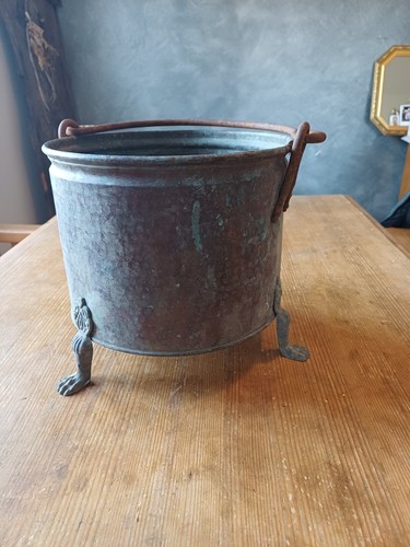 Kupferkessel antik mit füßen - kupferkessel,