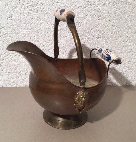 Antiker kupfer kohleeimer mit - kupfer-kohleeimer,